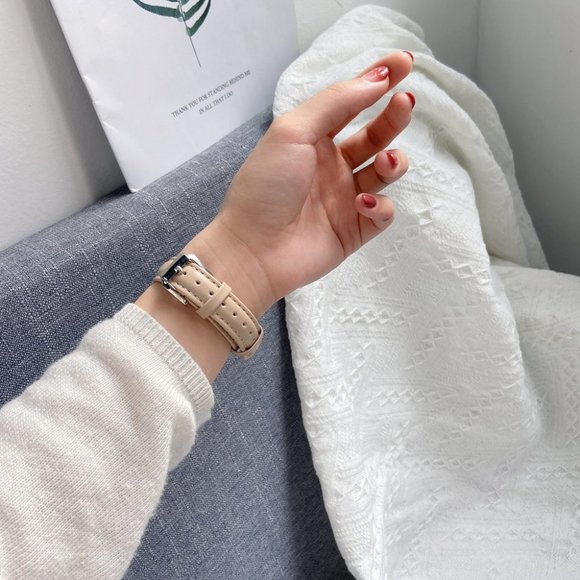 NEW[BAND] Slim Nude Strap Leather For Apple Watch - Picture 4 of 5